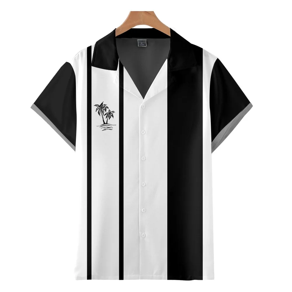 Men's Black White Striped Shirts Coconut Tree Pattern Cuban Shirts Vintage Beachwear Short Sleeve Tops Plus Size
Men's Black White Striped Shirts Coconut Tree Pattern Cuban Shirts Vintage Beachwear Short Sleeve Tops Plus Size