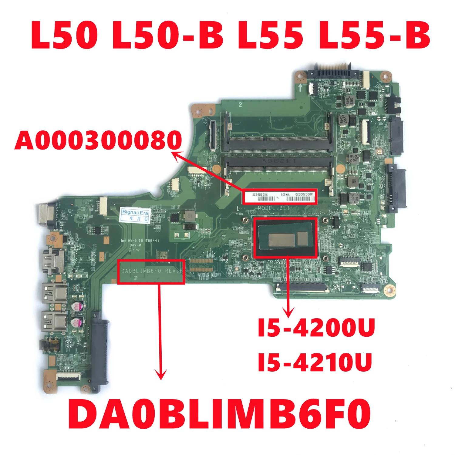 Новинка, материнская плата A000300080 для ноутбука TOSHIBA Satellite L50 L50-B L55, системная плата для ноутбука DA0BLIMB6F0 с Φ 100%
Новинка, материнская плата A000300080 для ноутбука TOSHIBA Satellite L50 L50-B L55, системная плата для ноутбука DA0BLIMB6F0 с Φ 100%