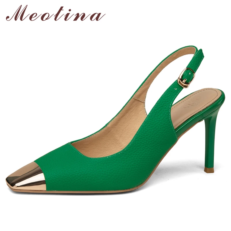Meotina Women Slingbacks Shoes Genuine Leather Thin Heels Buckle Pumps Square Toe Super High Heel Lady Footwear Spring Green 39
Meotina Women Slingbacks Shoes Genuine Leather Thin Heels Buckle Pumps Square Toe Super High Heel Lady Footwear Spring Green 39