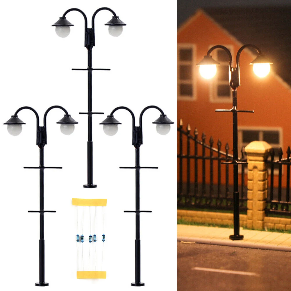 3Pcs 1:87 Track H0 LED Two Lights Parking Lanterns Lamp Lamps 65mm 3V Street Lamp Lighting Single Head Train Layout Toys
3Pcs 1:87 Track H0 LED Two Lights Parking Lanterns Lamp Lamps 65mm 3V Street Lamp Lighting Single Head Train Layout Toys