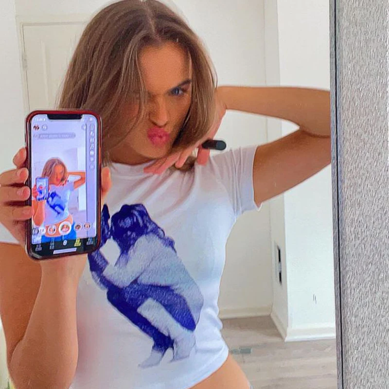 Y2k Baby Tee Summer Women's Crop Top Cartoon Print O-neck Short Sleeve t-shirt Slim White harajuku Tees Girls Streetwear vintage
Y2k Baby Tee Summer Women's Crop Top Cartoon Print O-neck Short Sleeve t-shirt Slim White harajuku Tees Girls Streetwear vintage