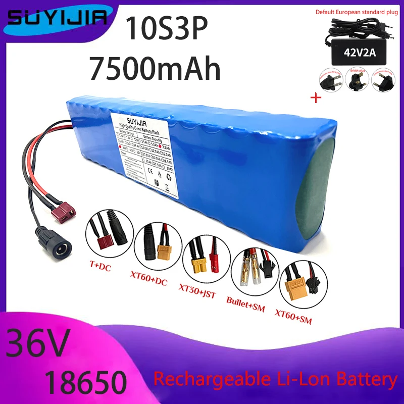 18650 10S3P 36V 7500mAh Li-ion Battery Pack High Power Built-in Smart BMS for Xiaomi M365 Electric Bike Electric Scooter XT60 T
18650 10S3P 36V 7500mAh Li-ion Battery Pack High Power Built-in Smart BMS for Xiaomi M365 Electric Bike Electric Scooter XT60 T
