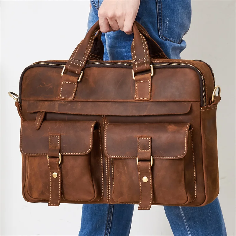 Highend Brown Blue Black Genuine Crazy Horse Leather 15.6'' Laptop Executive Men Briefcase Handbag Messenger Bag Portfolio M6360
Highend Brown Blue Black Genuine Crazy Horse Leather 15.6'' Laptop Executive Men Briefcase Handbag Messenger Bag Portfolio M6360