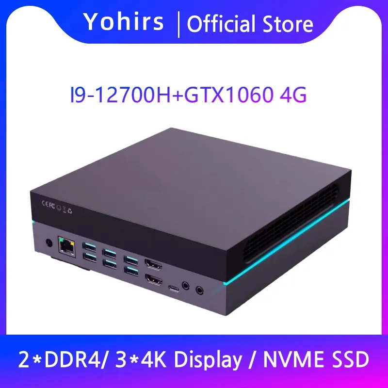 Мощный игровой мини-ПК Yohirs I9 12900H I7 12700H NVIDIA GTX1060 4G Thunderbolt4 микро настольный