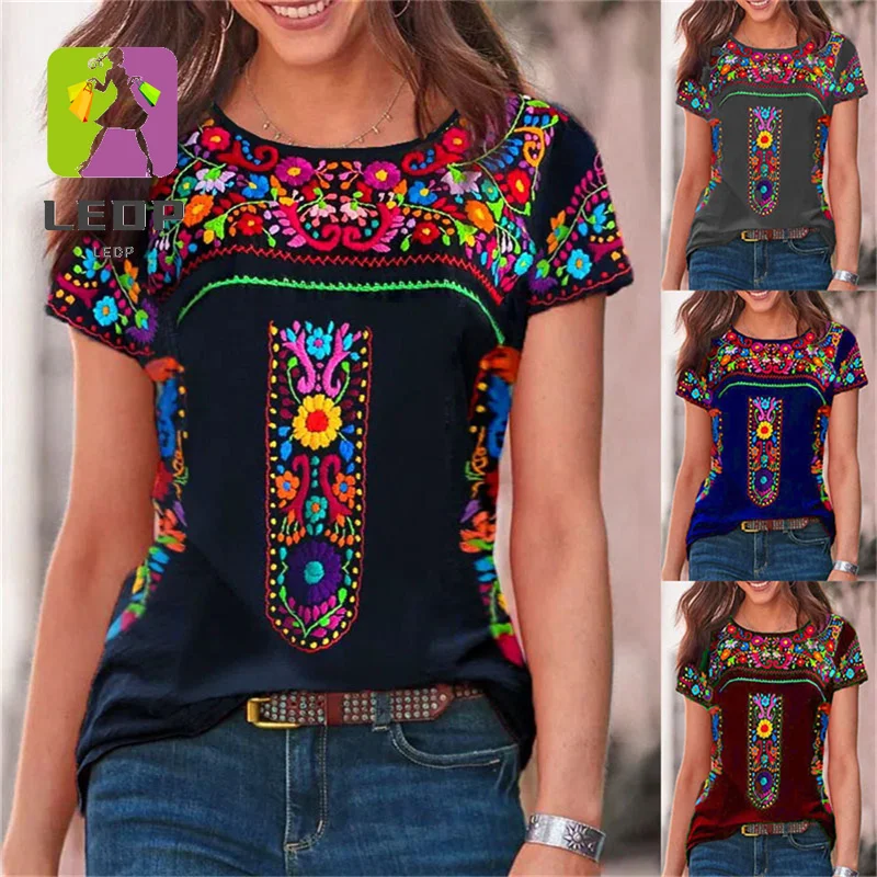 LEDP Summer Women's Fashion Casual O Neck T Shirt Vintage Boho Ethnic Floral Print Short Sleeve Loose Top Women Graphic T Shirt
LEDP Summer Women's Fashion Casual O Neck T Shirt Vintage Boho Ethnic Floral Print Short Sleeve Loose Top Women Graphic T Shirt