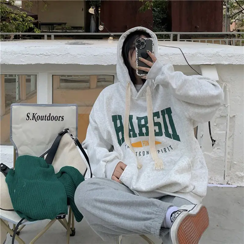 DUOFAN Women Winter Letter Print Kangaroo Pocket Drawstring O-neck Pullover Hoodies Loose Fleece Fashion Streetwear Sweatshirts
DUOFAN Women Winter Letter Print Kangaroo Pocket Drawstring O-neck Pullover Hoodies Loose Fleece Fashion Streetwear Sweatshirts
