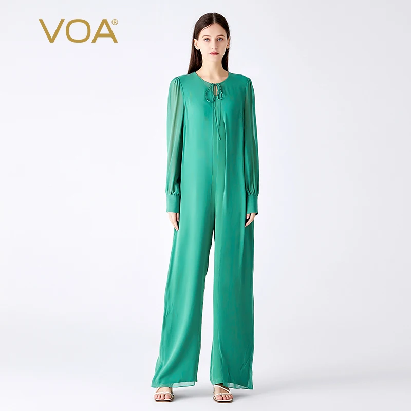 (Fans Exclusive Discount) VOA Silk Green V-neck Georgette Shirt Long Sleeve Loose Versatile Silk Jumpsuit Women Spring New KE908
(Fans Exclusive Discount) VOA Silk Green V-neck Georgette Shirt Long Sleeve Loose Versatile Silk Jumpsuit Women Spring New KE908