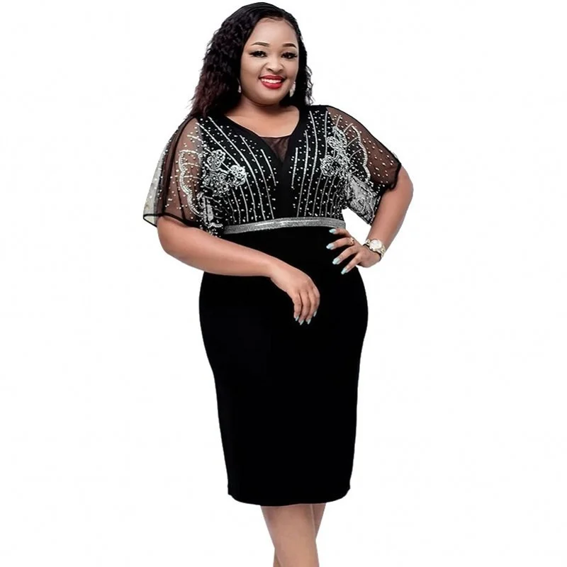 Black Party Big Size Dress Fashion Diamond Mesh African Dresses For Women Stretch Traditional African Clothing Summer Vestidos
Black Party Big Size Dress Fashion Diamond Mesh African Dresses For Women Stretch Traditional African Clothing Summer Vestidos