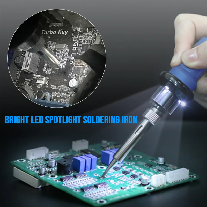Soldering Iron Set with LED Spotlight Adjustable Temperature Electric Solder Iron Rework Station Handle Heat Pencil Welding Tool 
Soldering Iron Set with LED Spotlight Adjustable Temperature Electric Solder Iron Rework Station Handle Heat Pencil Welding Tool