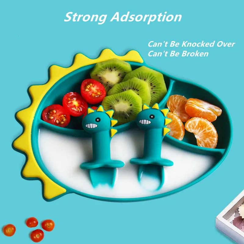 One-piece children's silicone dinosaur compartment dinner plate baby food supplement bowl silicone short handle fork and spoon
One-piece children's silicone dinosaur compartment dinner plate baby food supplement bowl silicone short handle fork and spoon