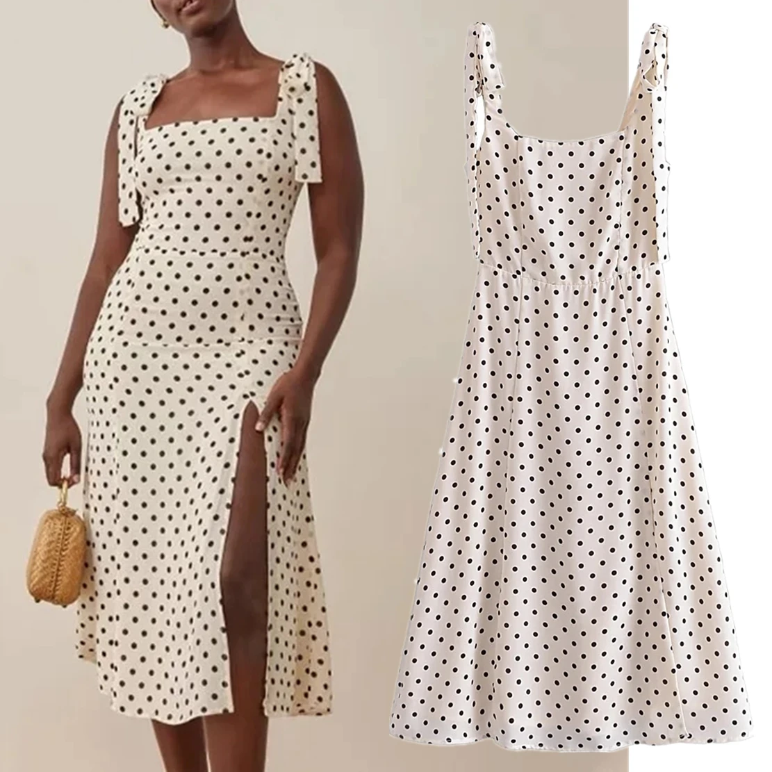 Withered French Style Retro Sheath Forking Polka Dot Print Lace Up Sexy Tank Dress Women
Withered French Style Retro Sheath Forking Polka Dot Print Lace Up Sexy Tank Dress Women