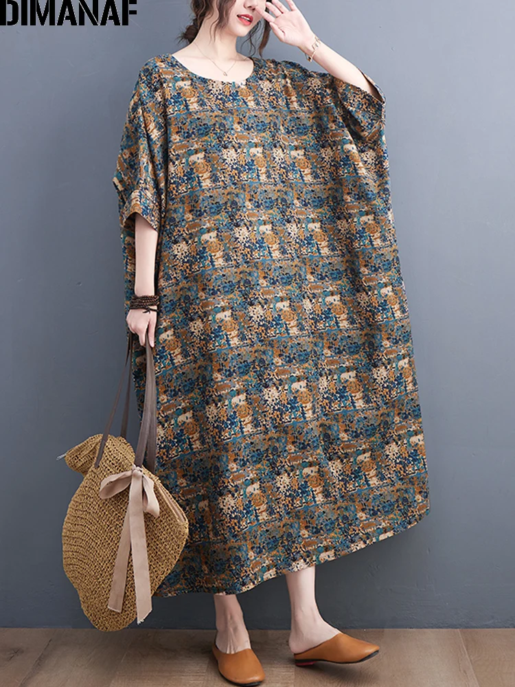 DIMANAF 2022 Women Summer Dress Bohemian Vintage Printing Oversize Loose Casual Clothing Elegant Lady Long Dress Sundress Cotton
DIMANAF 2022 Women Summer Dress Bohemian Vintage Printing Oversize Loose Casual Clothing Elegant Lady Long Dress Sundress Cotton