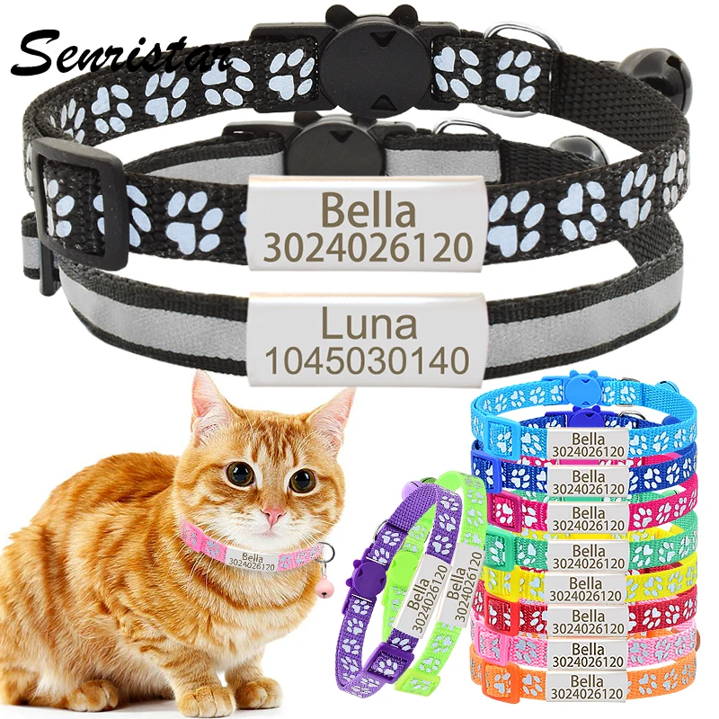 Personalized 2 Pack Reflective Nameplate Cat Collar Bell Custom Engraved Safety Breakaway Nylon Name Tag Cat Collar For Kitten
Personalized 2 Pack Reflective Nameplate Cat Collar Bell Custom Engraved Safety Breakaway Nylon Name Tag Cat Collar For Kitten