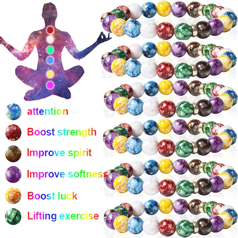 7 Chakras Reiki Healing Stone Bracelet Yoga Balance Energy Imitate Volcanic Stones Beads DIY Handmade Jewelry Beaded Bracelets
7 Chakras Reiki Healing Stone Bracelet Yoga Balance Energy Imitate Volcanic Stones Beads DIY Handmade Jewelry Beaded Bracelets