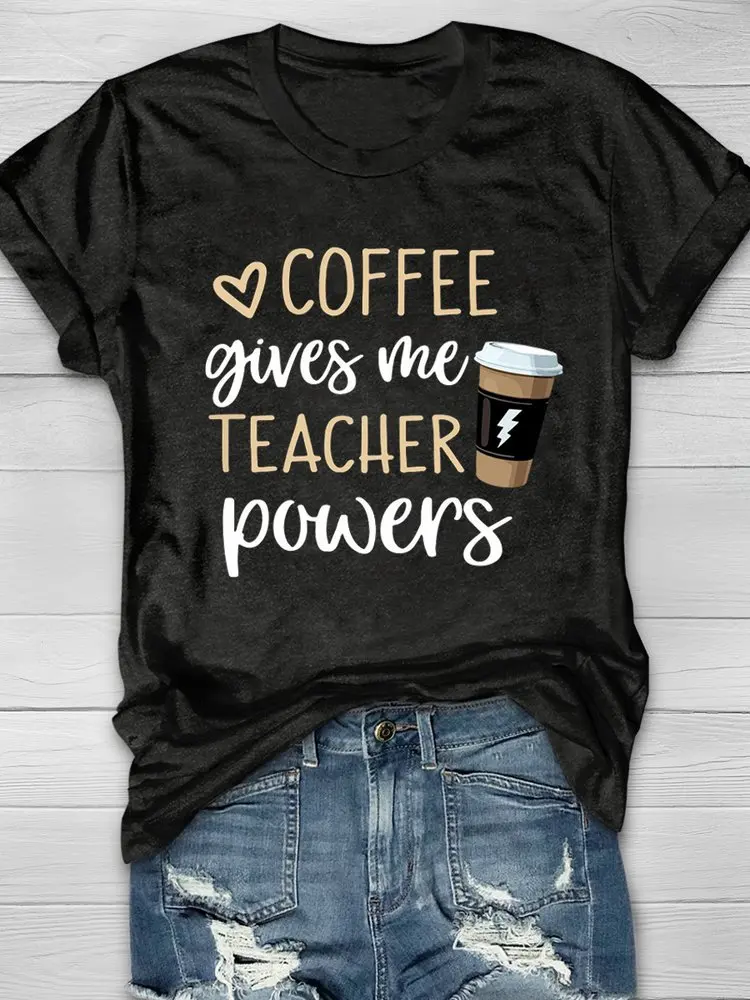 Teeteety Womens High Quality 100% Cotton Funny Coffee Gives Me Teacher Power Printed Graphic O-neck T-shirt
Teeteety Womens High Quality 100% Cotton Funny Coffee Gives Me Teacher Power Printed Graphic O-neck T-shirt