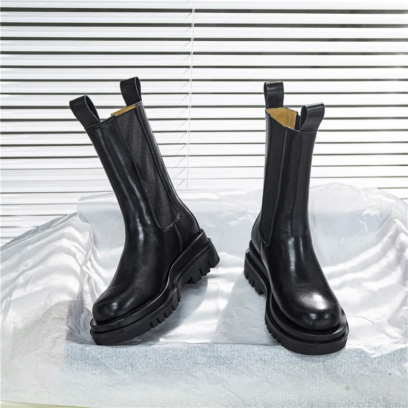 Winter Women's Shoes Leather Flat Wedge Designer Women Boots Black Cowhide Chelsea Boots Elastic Band Pipe Boots Ankle Boots
Winter Women's Shoes Leather Flat Wedge Designer Women Boots Black Cowhide Chelsea Boots Elastic Band Pipe Boots Ankle Boots