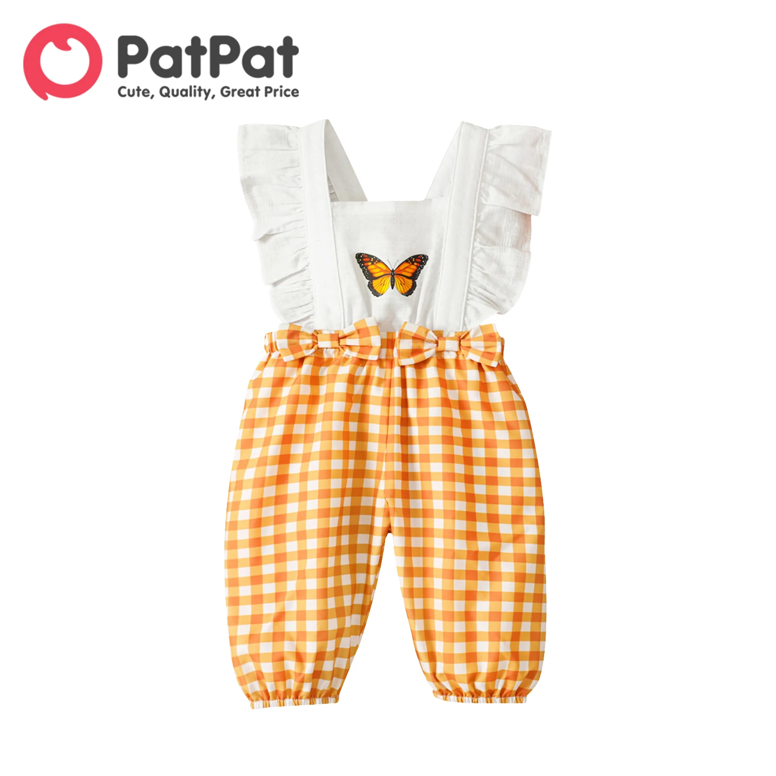 PatPat Baby Girl 100% Cotton Butterfly Print Ruffle Trim Spliced Plaid Bow Front Overalls
PatPat Baby Girl 100% Cotton Butterfly Print Ruffle Trim Spliced Plaid Bow Front Overalls