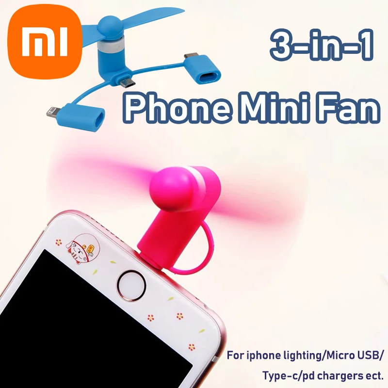 3 в 1 Мини вентилятор для iPhone Usb мини Iphone освещение Xiaomi Redmi Samsung Huawei Android Type C телефон