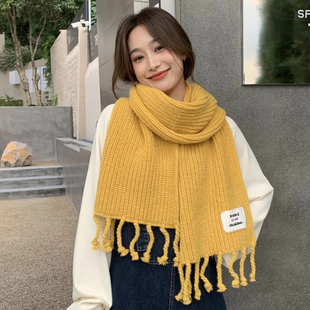 Women's Winter Knitted Scarf Letter Patch Solid Color Cashmere Scarf Long Tassel Neckerchief College Style Autumn Collocation
Women's Winter Knitted Scarf Letter Patch Solid Color Cashmere Scarf Long Tassel Neckerchief College Style Autumn Collocation