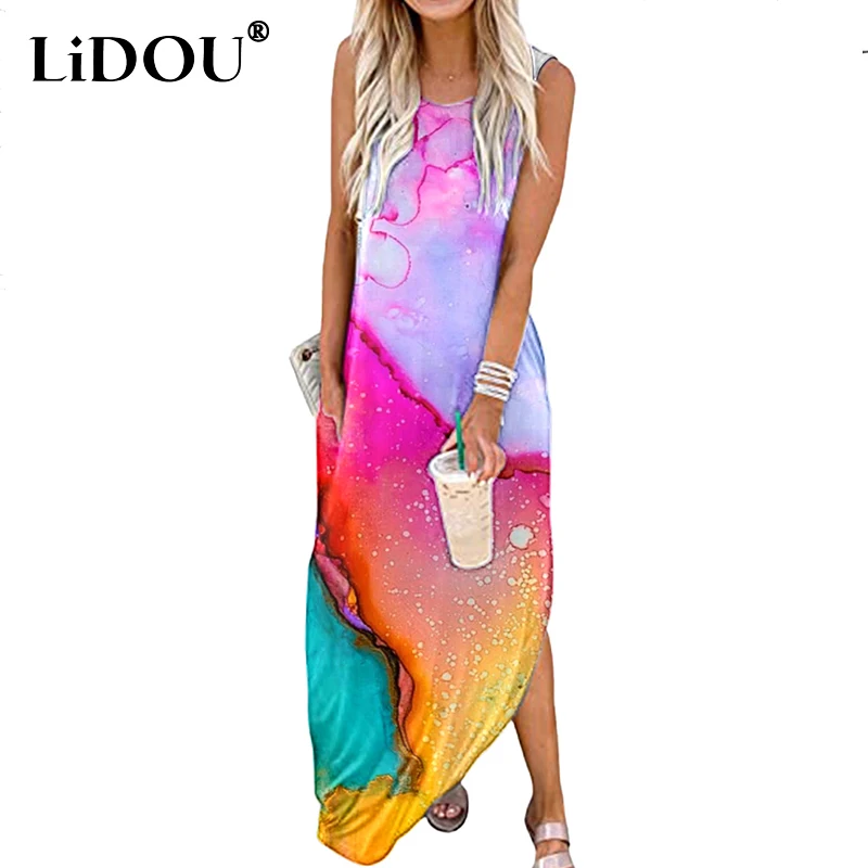 Summer 2022 Casual Fashion O-neck Tie Dye Print Loose Irregular Tank Long Dresses Lady Sleeveless Robe Sundress Vestido Feminino
Summer 2022 Casual Fashion O-neck Tie Dye Print Loose Irregular Tank Long Dresses Lady Sleeveless Robe Sundress Vestido Feminino