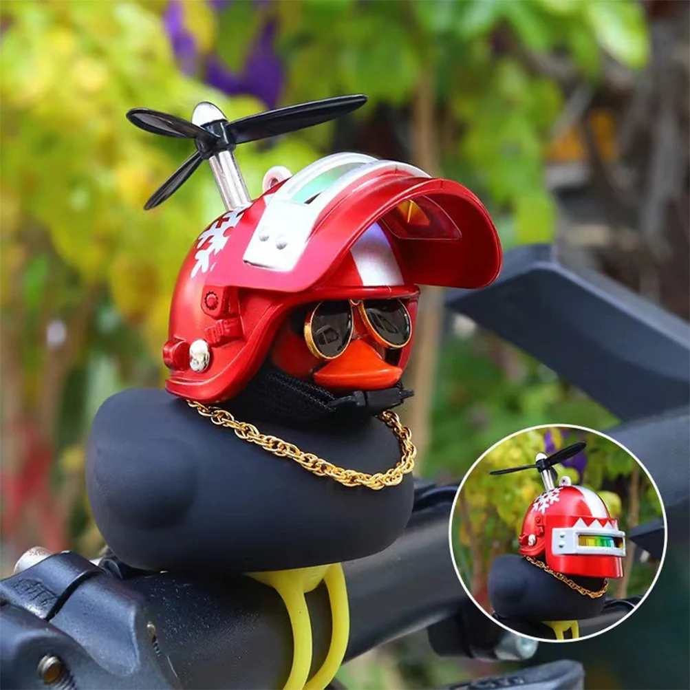 Rubber Duck Black Bicycle Decorations Car Dashboard Ornaments with Propeller Helmet Glasses and Gold Chain Bike Accessories 
Rubber Duck Black Bicycle Decorations Car Dashboard Ornaments with Propeller Helmet Glasses and Gold Chain Bike Accessories