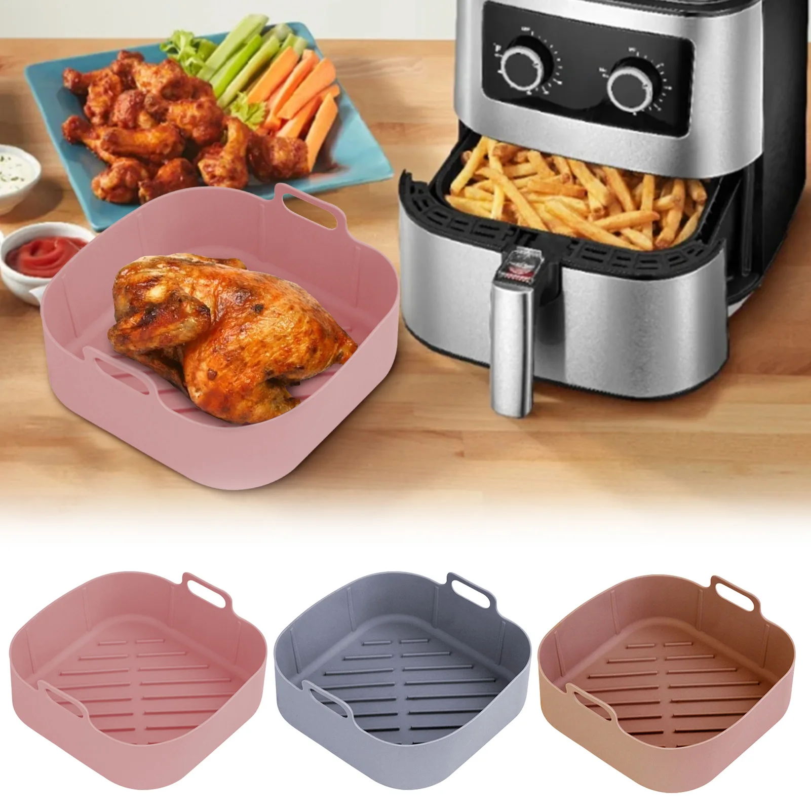 Air Fryer Silicone Pot Liner Reusable Heat Resistant Silicone Basket with Handles Air Fryer Accessories Microwave Oven Special
Air Fryer Silicone Pot Liner Reusable Heat Resistant Silicone Basket with Handles Air Fryer Accessories Microwave Oven Special