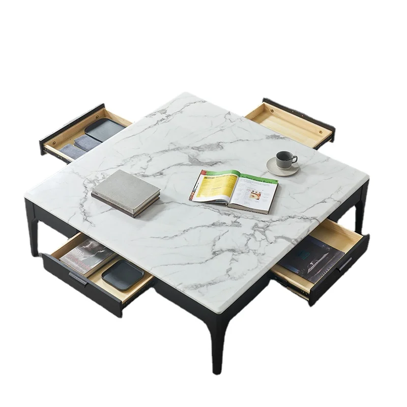

Мраморный журнальный столик YY, шкафчик для телевизора, простой комбинированный квадратный чайный столик из массива дерева для гостиной