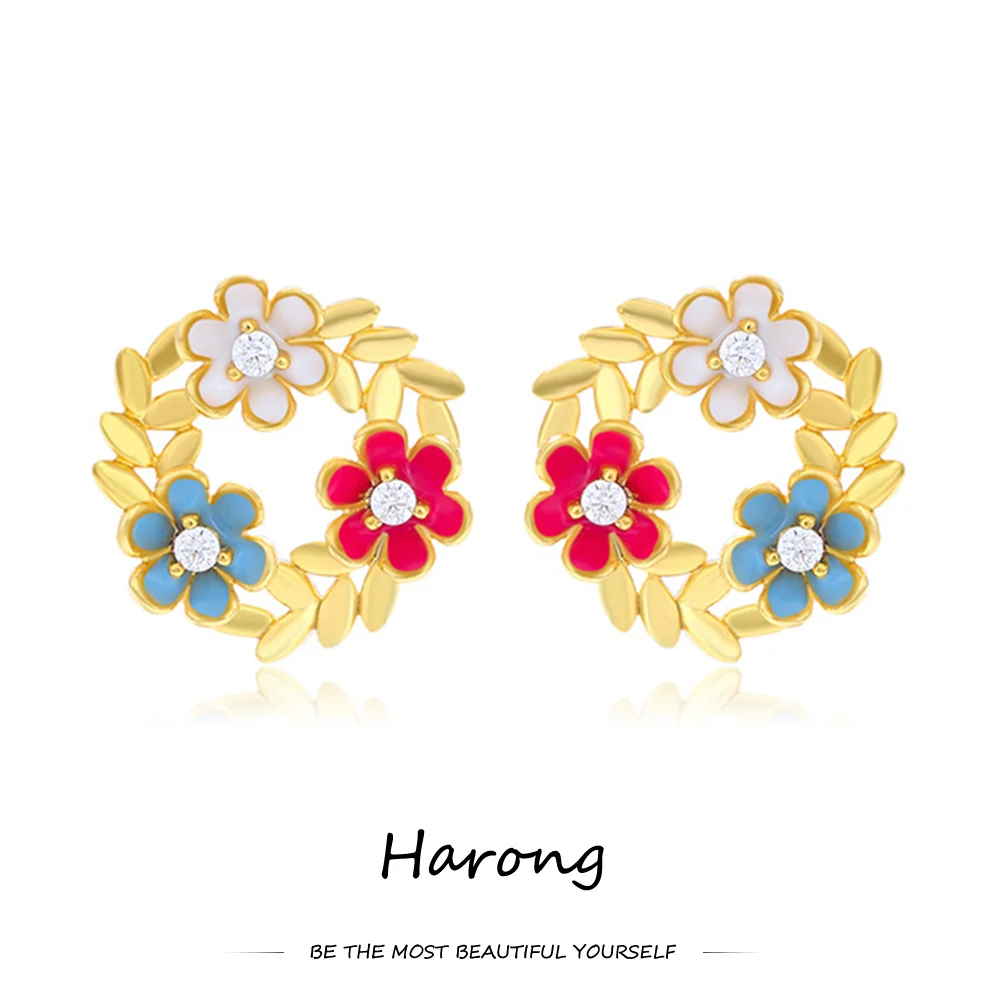 Harong Beautiful Colorful Flower Stud Earrings with Shiny Crystal Trendy Female Jewelry Earrings for Women Girls 2023 New
Harong Beautiful Colorful Flower Stud Earrings with Shiny Crystal Trendy Female Jewelry Earrings for Women Girls 2023 New