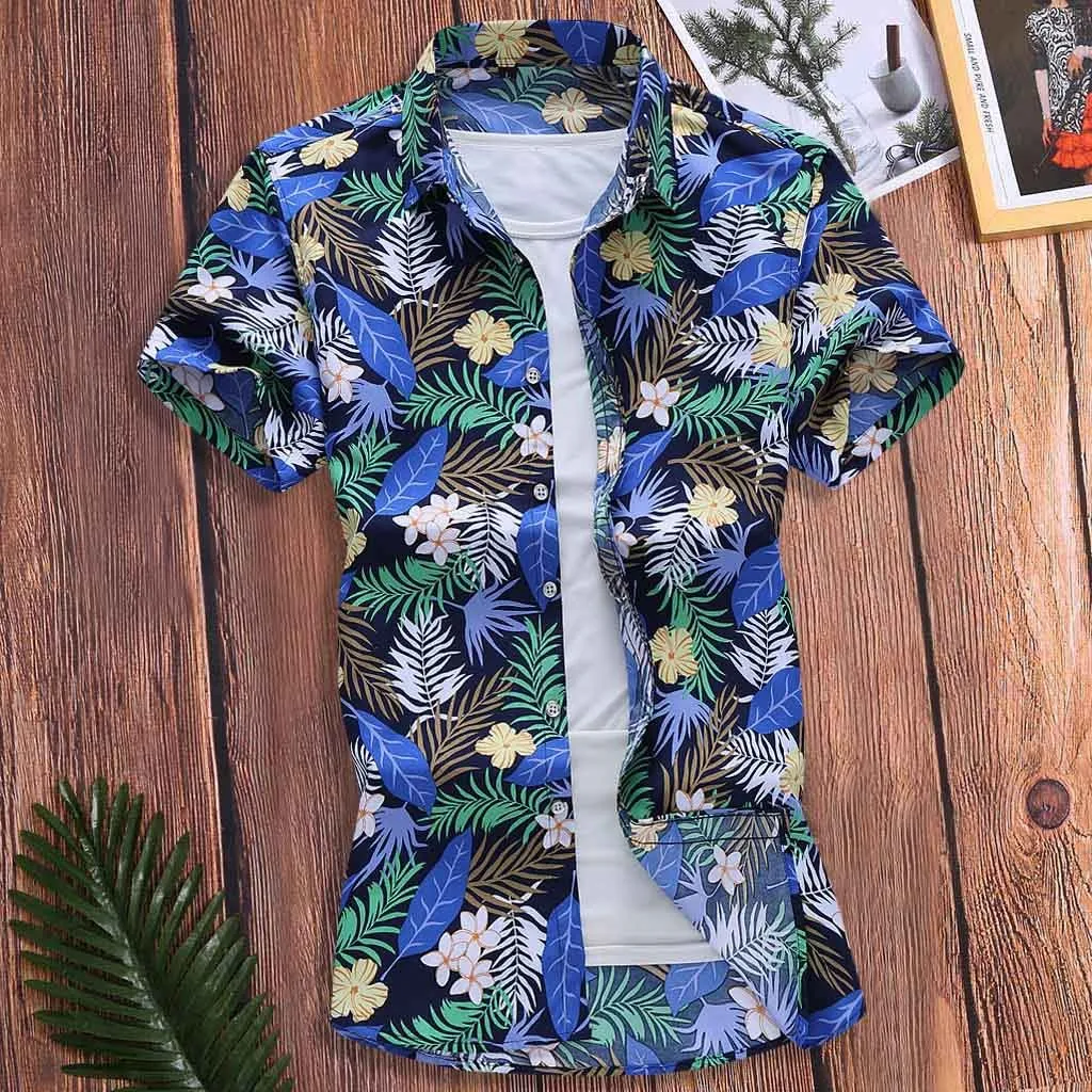 Men Loose Slim Tops Short Fashion Hawaii Sleeve Collar T-shirt Printed Turn-down Men Shirts One Sleeve Romper
Men Loose Slim Tops Short Fashion Hawaii Sleeve Collar T-shirt Printed Turn-down Men Shirts One Sleeve Romper