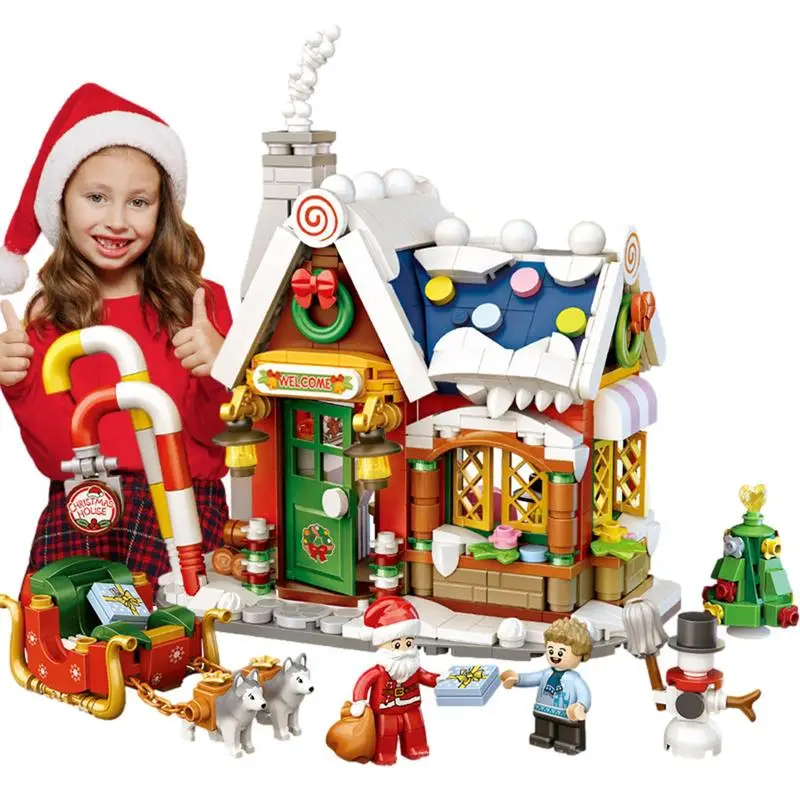 

Рождественский набор строительных блоков, рождественский дом, городские блоки, игрушки, городской дом, игрушечные наборы для строительства...
