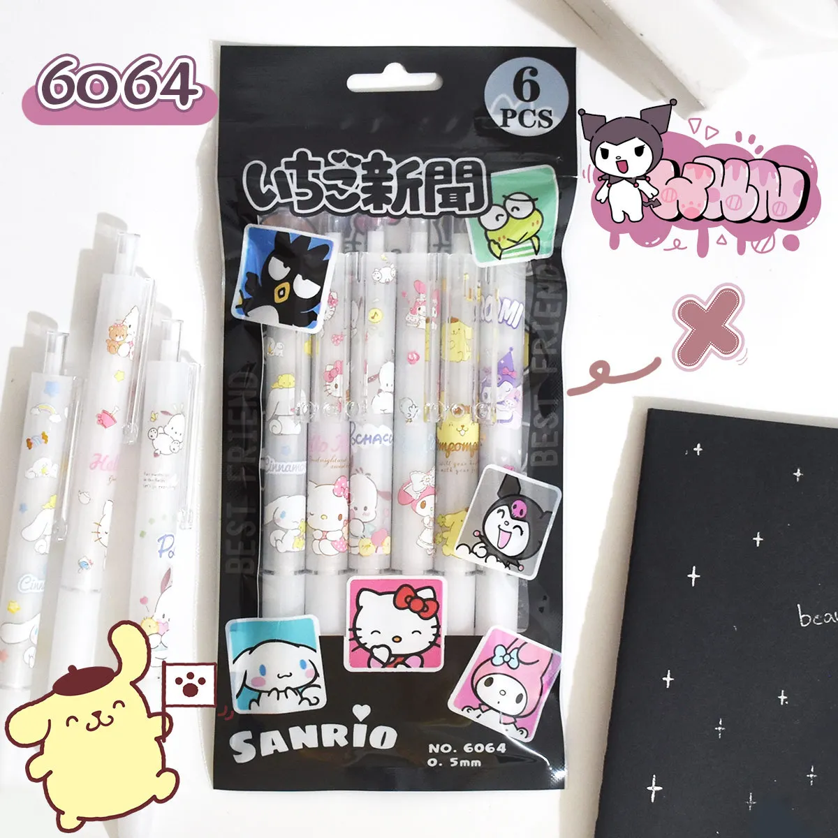 6 шт./Sanrio Kuromi Kawayi Черная гелевая ручка для студентов должна иметь высокое значение 0,5 мм шариковая ручка для журнал канцелярские принадлежно...
6 шт./Sanrio Kuromi Kawayi Черная гелевая ручка для студентов должна иметь высокое значение 0,5 мм шариковая ручка для журнал канцелярские принадлежно...