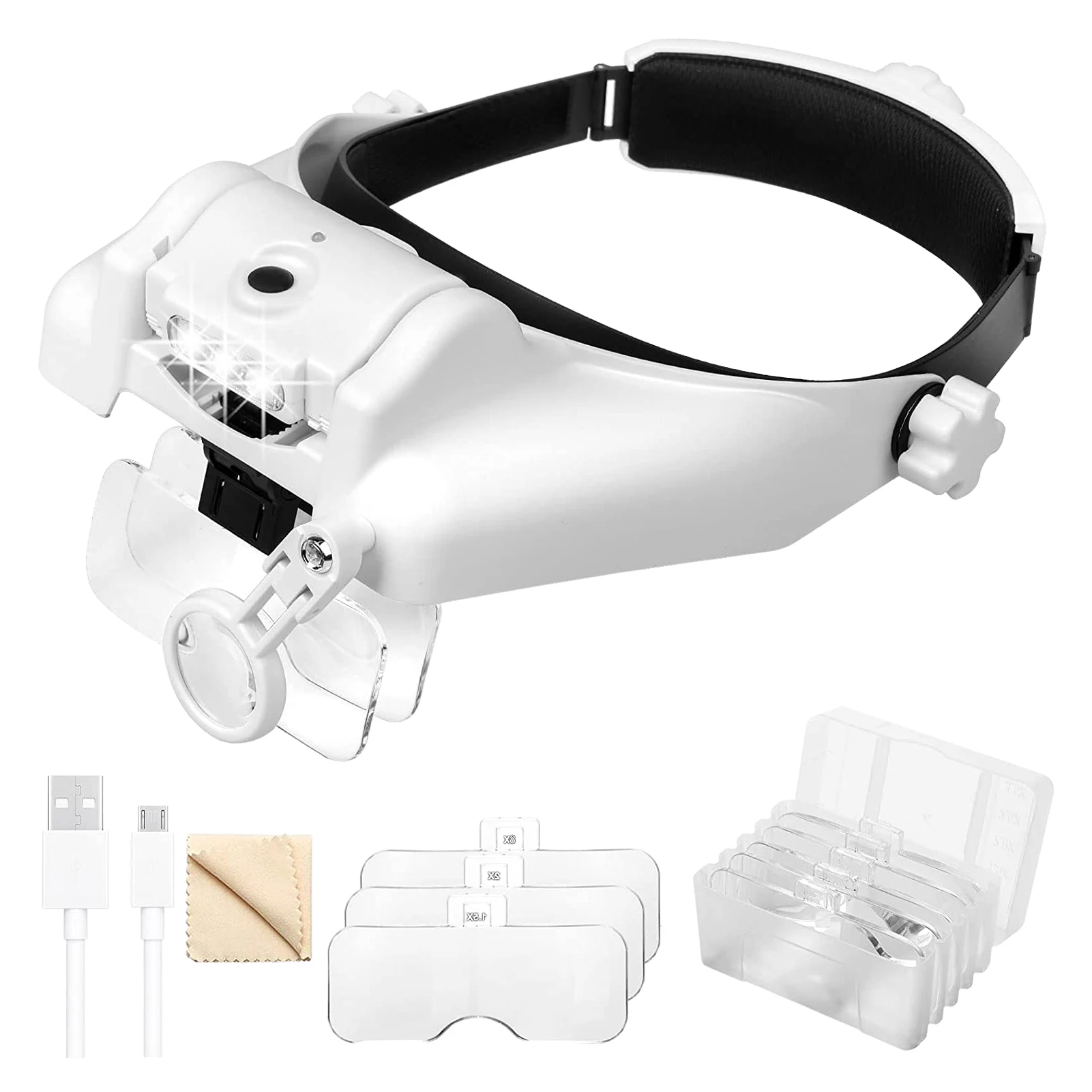 Head Mount Magnifier Rechargeable Head Mount Magnifier With 3 Detachable Lenses Head Worn Magnifier For Reading Soldering Jewelr
Head Mount Magnifier Rechargeable Head Mount Magnifier With 3 Detachable Lenses Head Worn Magnifier For Reading Soldering Jewelr