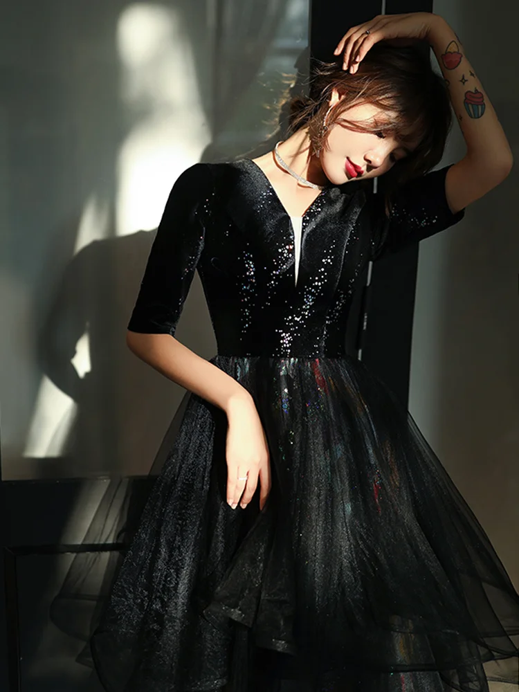 Black Banquet Evening Dress for Women 2023 New Style Elegant Dress, High end Atmosphere, Slim and Fairy Student
Black Banquet Evening Dress for Women 2023 New Style Elegant Dress, High end Atmosphere, Slim and Fairy Student