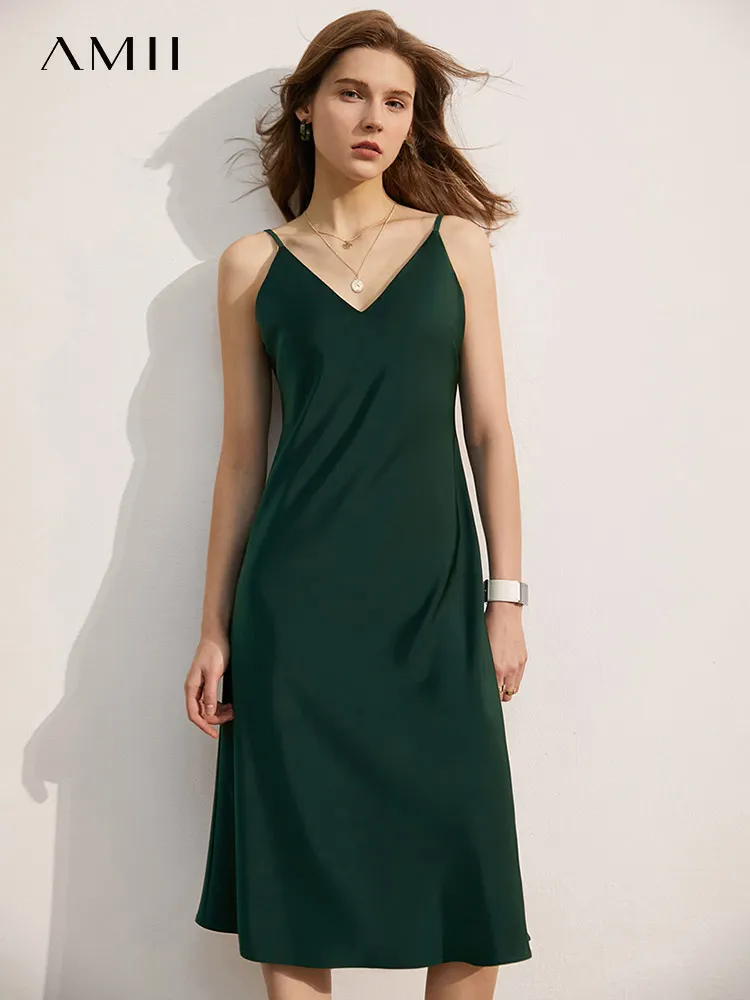 Amii Minimalism Vintage Women's Summer Dress Offical Lady Solid Vneck Slim Fit Aline Calf-length Beach Dress For Women 12130034
Amii Minimalism Vintage Women's Summer Dress Offical Lady Solid Vneck Slim Fit Aline Calf-length Beach Dress For Women 12130034