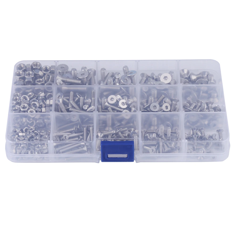 440pcs M3 M4 M5 Stainless Steel Hex Socket Flat Head Screw Bolts and Nuts kit Flat Head Screw ,Bolts and Nuts kit,Hex Socket
440pcs M3 M4 M5 Stainless Steel Hex Socket Flat Head Screw Bolts and Nuts kit Flat Head Screw ,Bolts and Nuts kit,Hex Socket