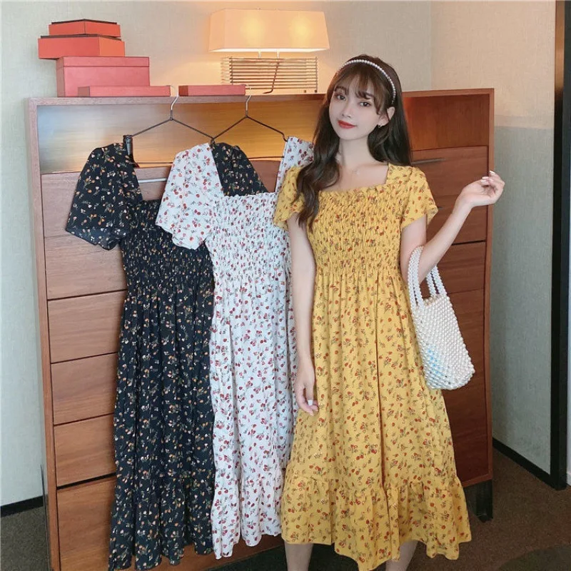 New Women's Clothing Summer Floral Skirt Girl Maid Fairy Dress 5 Colors French Square Neck Chiffon Tight Mid-length Dresses Lady
New Women's Clothing Summer Floral Skirt Girl Maid Fairy Dress 5 Colors French Square Neck Chiffon Tight Mid-length Dresses Lady