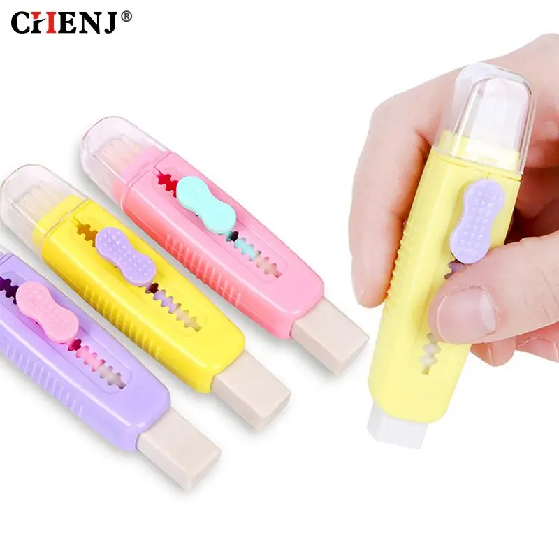 

Creative Push Pull Eraser W/ Soft Brush Pencil Rubber For Kids Drawing Writing Wiping Stationery School Supplies Cat Paw Erasers