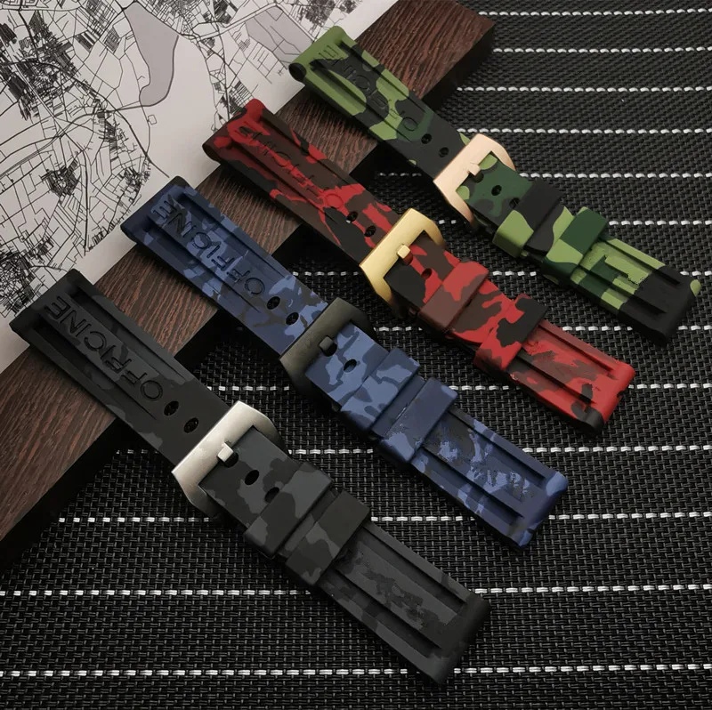 22mm 24mm Sports Camo Gray Green Red Blue Silicone Rubber watchband For Panerai strap for PAM111/441 Watch band buckle tools
22mm 24mm Sports Camo Gray Green Red Blue Silicone Rubber watchband For Panerai strap for PAM111/441 Watch band buckle tools