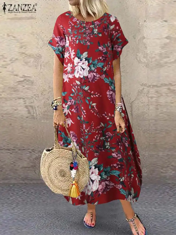 Bohemian Beach Holiday Sundress ZANZEA Summer Vintage Floral Printed Short Sleeve Dress Women Oversize Vestido Robe Femme Kaftan 
Bohemian Beach Holiday Sundress ZANZEA Summer Vintage Floral Printed Short Sleeve Dress Women Oversize Vestido Robe Femme Kaftan