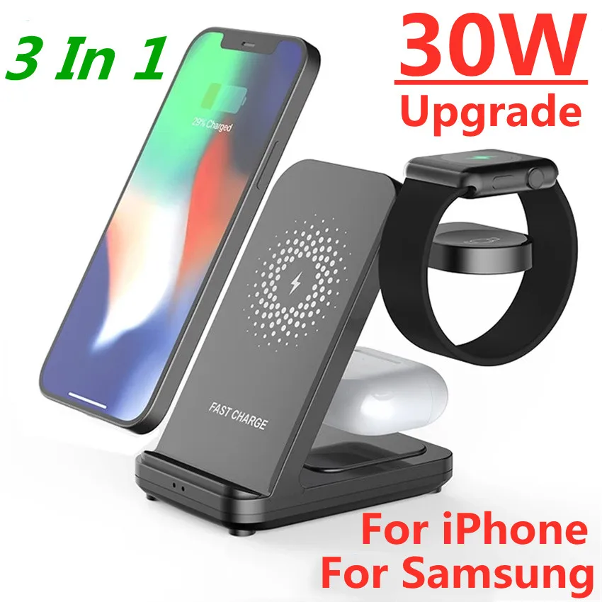 30W 3 in 1 Wireless Charger Stand For Apple Samsung Galaxy Watch 4 Active 2/1 Fast Charging Dock Station For iPhone Samsung
30W 3 in 1 Wireless Charger Stand For Apple Samsung Galaxy Watch 4 Active 2/1 Fast Charging Dock Station For iPhone Samsung