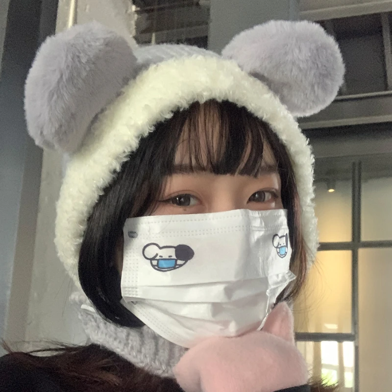 Color Blocked Beanies Hats Women's Balaclava Bib Winter Bear Ear Knitted Hooded Hat Female Neck Scarf Windproof Pullover Caps
Color Blocked Beanies Hats Women's Balaclava Bib Winter Bear Ear Knitted Hooded Hat Female Neck Scarf Windproof Pullover Caps