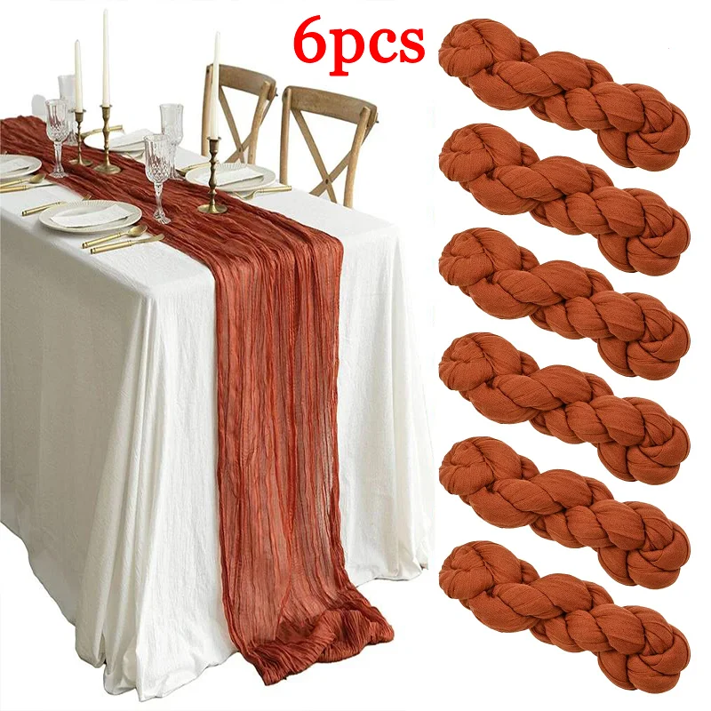 6pcs/set Cheese Cloth Gauze Table Runner Rustic Wedding Table Decor 90*300CM Boho Wedding Reception Christmas Table Runners
6pcs/set Cheese Cloth Gauze Table Runner Rustic Wedding Table Decor 90*300CM Boho Wedding Reception Christmas Table Runners