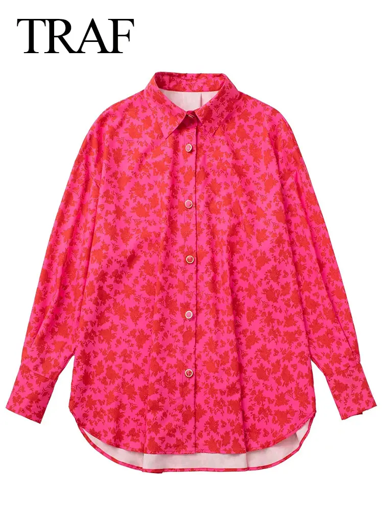 TRAF Spring Women Commuter Shirt Flower Red Retro Elegant Single-breasted Button Decorative Long-sleeved Loose Casual Blouse
TRAF Spring Women Commuter Shirt Flower Red Retro Elegant Single-breasted Button Decorative Long-sleeved Loose Casual Blouse