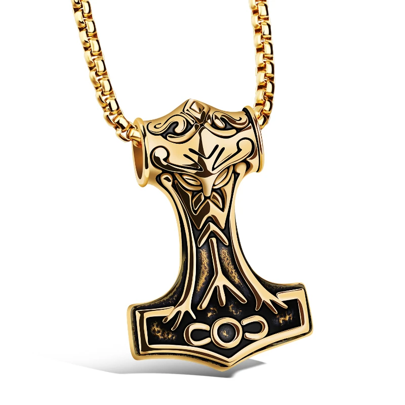 Thor's Hammer Pendant Necklace for Men Metal Titanium Steel Punk Hip Hop Rock Domineering Fashion Jewelry Turkish Style Gift
Thor's Hammer Pendant Necklace for Men Metal Titanium Steel Punk Hip Hop Rock Domineering Fashion Jewelry Turkish Style Gift