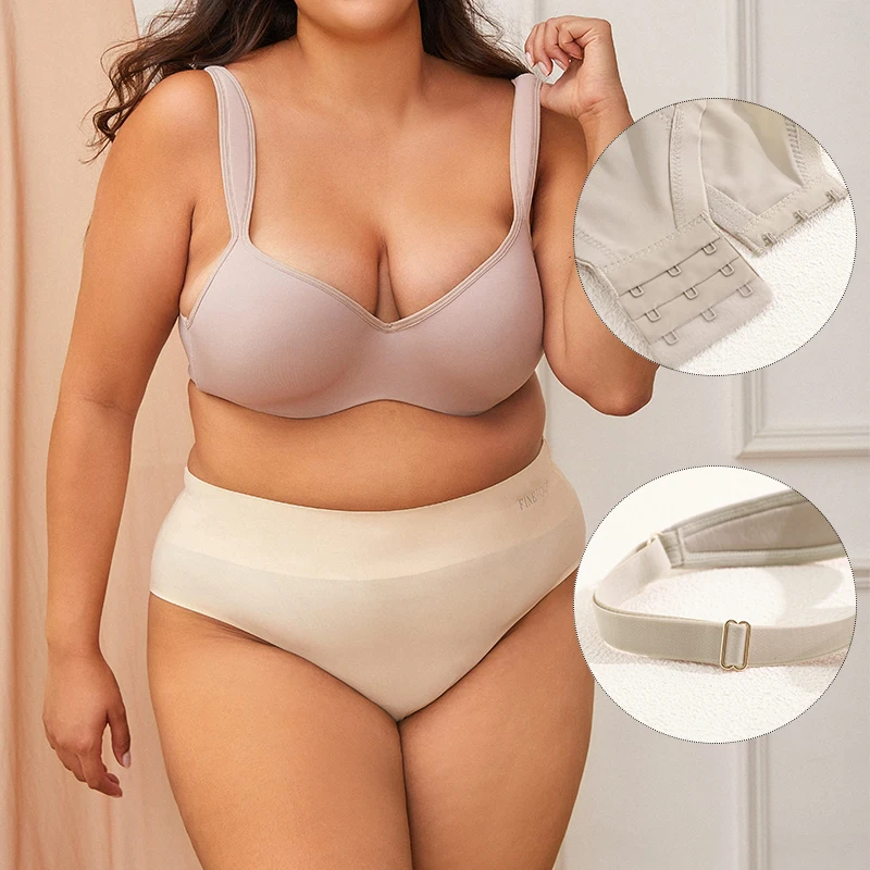 FINETOO Women's Plus Size Underwire Full Coverage Unlined Seamless Bra Wide Straps Wireless Bras for Women Push Up Brassiere
FINETOO Women's Plus Size Underwire Full Coverage Unlined Seamless Bra Wide Straps Wireless Bras for Women Push Up Brassiere
