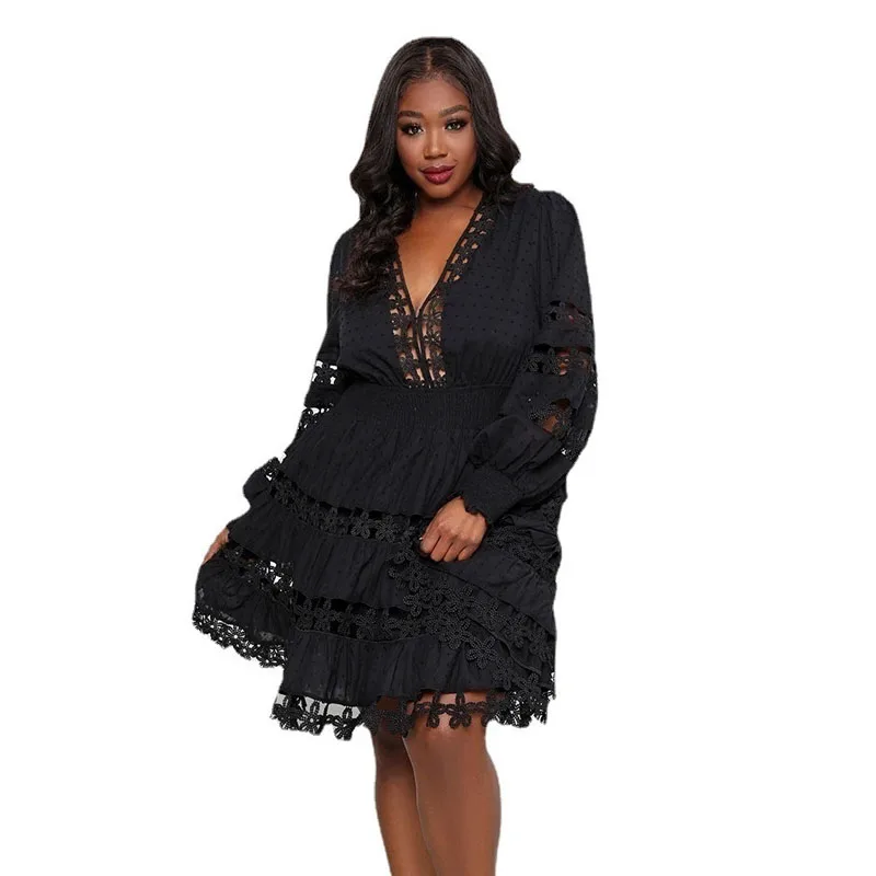 Black Polyester African Dresses for Women Summer African Women Long Sleeve V-neck Knee-length Dress African Clothes Women
Black Polyester African Dresses for Women Summer African Women Long Sleeve V-neck Knee-length Dress African Clothes Women