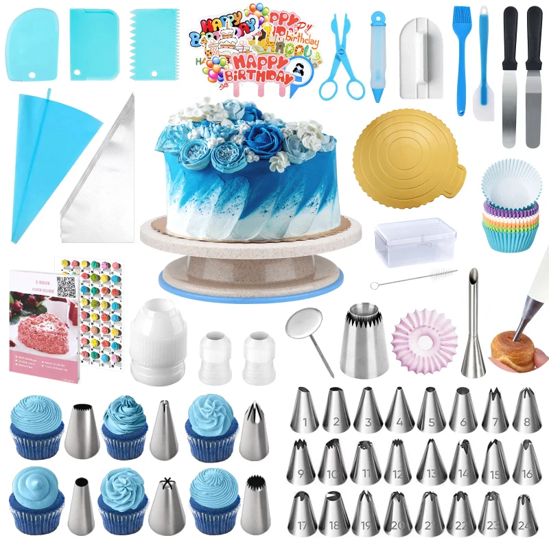 254 Pcs Cake Decorating Supplies Cake Decorating Kit Cake Baking Set with Turntable, Piping Tips, Scraper, Spatula, Baking Supp
254 Pcs Cake Decorating Supplies Cake Decorating Kit Cake Baking Set with Turntable, Piping Tips, Scraper, Spatula, Baking Supp