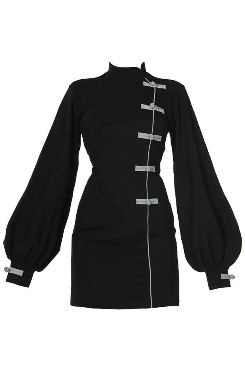 Fashionable new dark gothic style Chinese modified cheongsam button lantern sleeve solid color women's dress
Fashionable new dark gothic style Chinese modified cheongsam button lantern sleeve solid color women's dress