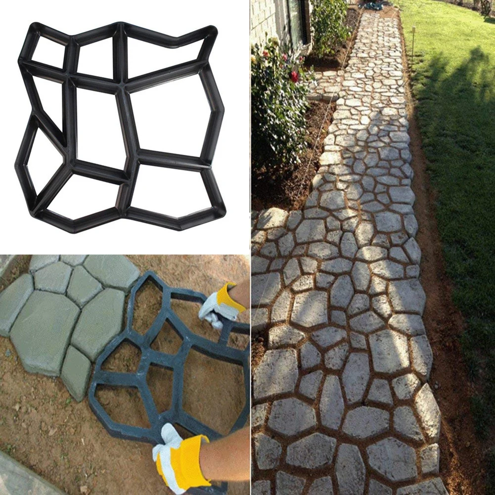 

Garden Walk Pavement Mold DIY Manually Paving Cement Brick Stone Road Concrete Path Maker Molds Reusable Manually Paving Tools