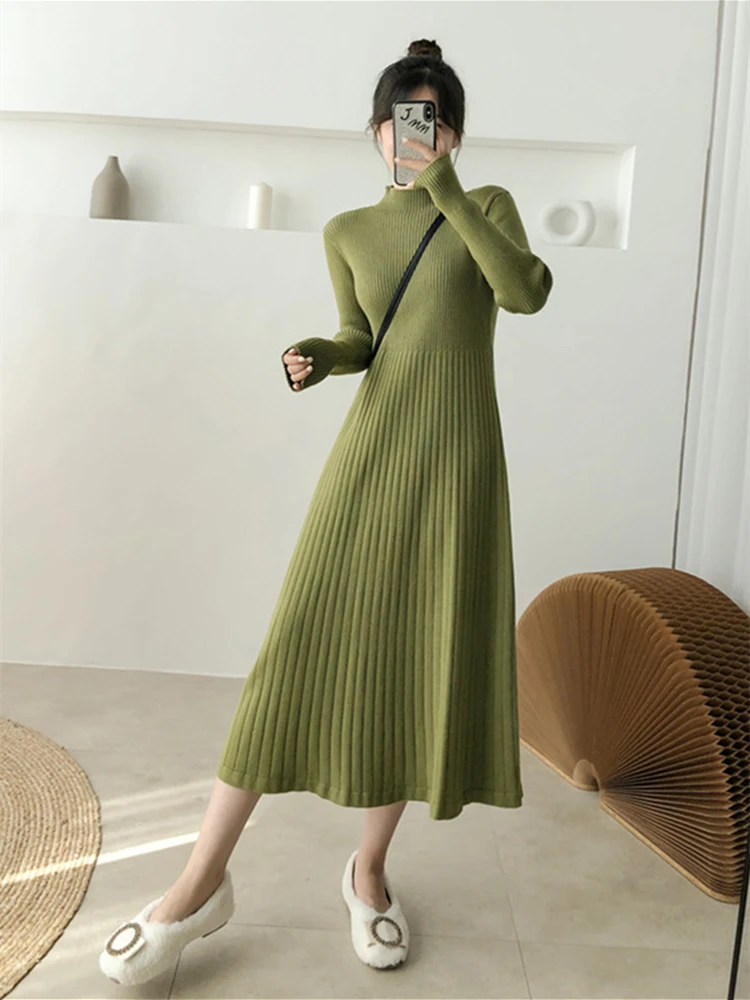 Women Autumn Winter Bodycon Robe Knitted Elegant Long Sleeve Midi Sweater Basic Casual Dress Slim A-Line Clothes
Women Autumn Winter Bodycon Robe Knitted Elegant Long Sleeve Midi Sweater Basic Casual Dress Slim A-Line Clothes